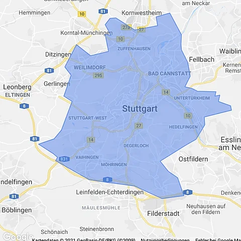  Einzugsgebiet der SEO-Agentur Stuttgart