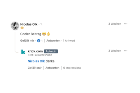 Screenshot von einem Linkedin Kommentar