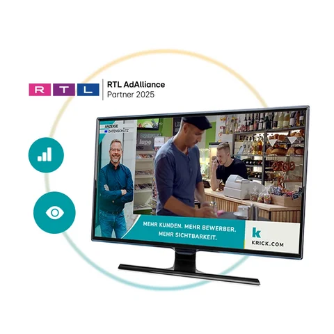 Addressable TV - TV Werbung von krick.com auf einem Fernseher