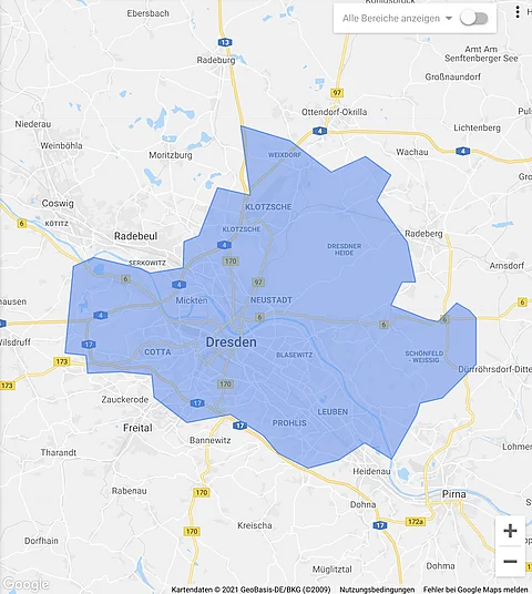 Einzugsgebiet der SEO-Agentur Dresden