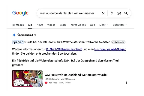 Beispiel einer Zero Klick Suche bei Google