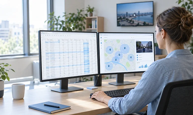 Frau am Bildschirm bearbeitet Structered Data