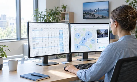 Frau am Bildschirm bearbeitet Structered Data