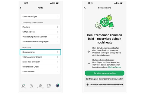 Anleitung um den Whatsapp Benutzernamen zu reservieren