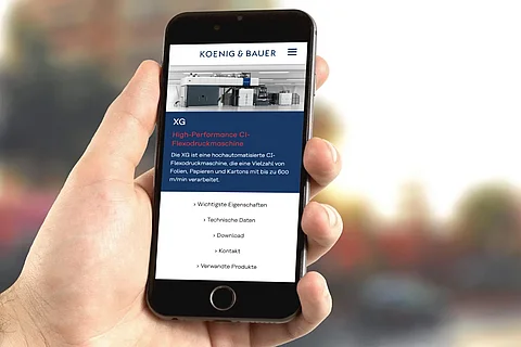 Mobile Ansicht der TYPO3-Seite von Koenig & Bauer