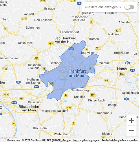   Einzugsgebiet der SEO-Agentur Frankfurt