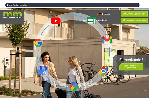 Mockup von der Mainfranken Motel Website