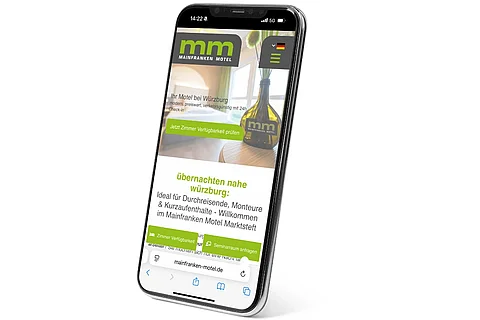 Handy Mock Up Website Mainfranken Motel mobil