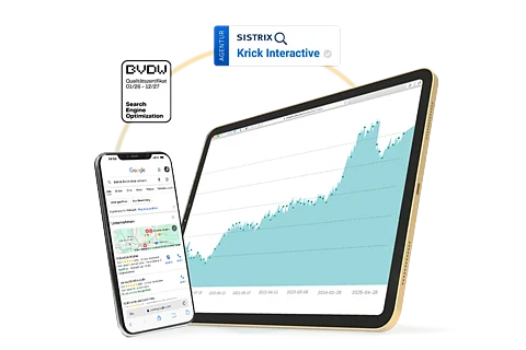 SEO Beispiel mit Sistrix Wert und Sistrix Logo