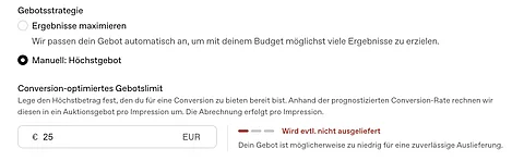 Manuelles Gebot in ChatGPT Ads