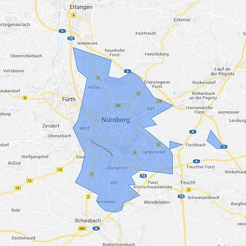 Einzugsgebiet der SEO-Agentur Nürnberg