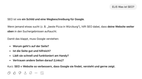 ELI5 Prompt Beispiel bei ChatGPT