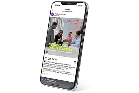 Handy MockUp Beitrag Castell'sche Bank