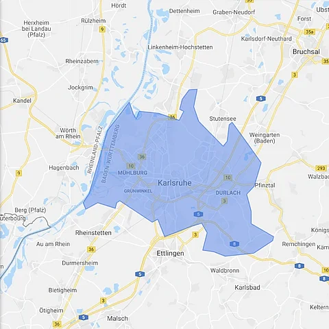 Einzugsgebiet der SEO-Agentur Karlsruhe