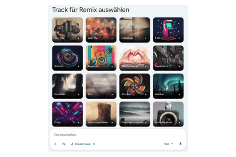 Auswahl Gemini 3 Lyria Musikgenres