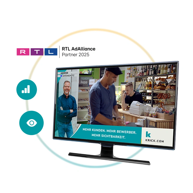 Addressable TV - TV Werbung von krick.com auf einem Fernseher