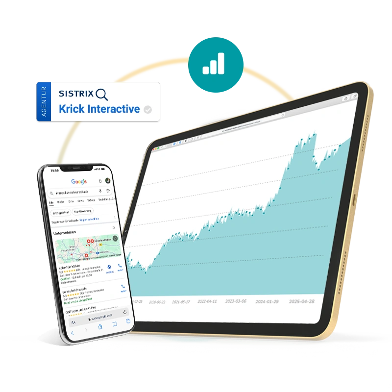 SEO Beispiel mit Sistrix Wert und Sistrix Logo