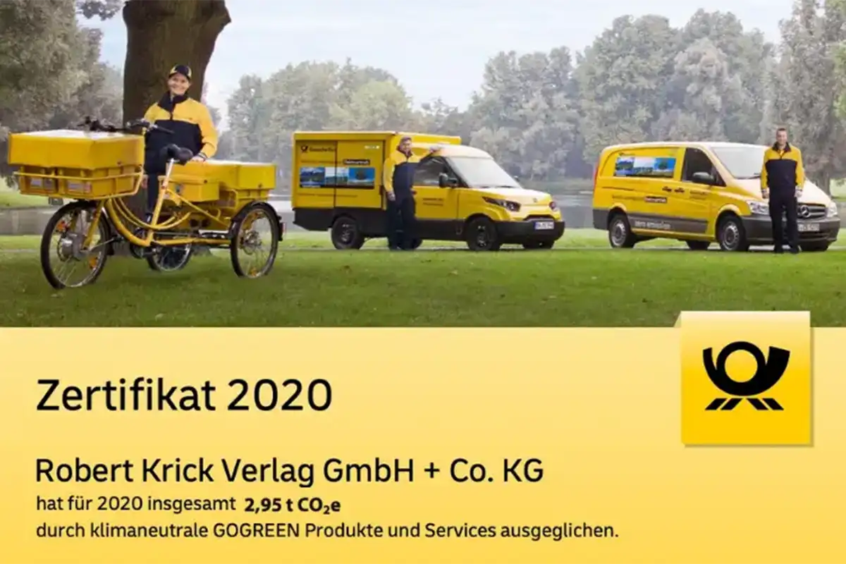 Klimaneutraler Versand durch GOGREEN Produkte und Services - Zertifikat 2020 