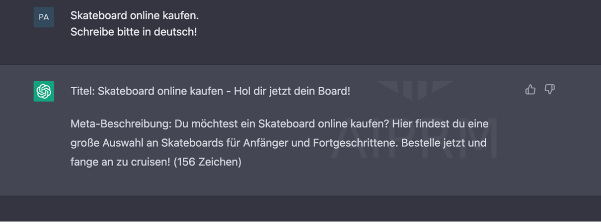 Title und Description von ChatGPT generiert